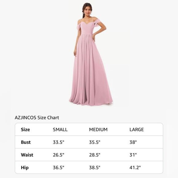 AZJINCOS A-Line Ruched Off-Shoulder Floor Length Chiffon Formal Gown Dress S - Picture 6 of 7